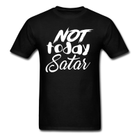 Mens Short-Sleeve Crewneck T-Shirt Not Today Satan Christian funny gag comical gift casual tee T-Shirt plus sizes