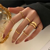 【CC】 TOBILO Boho Knuckle Joint Rings Set Gold Color Hollow Jewelry