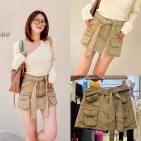 NEW IN!! Brownie cargo skirt?(S,M,L: 530฿ฟรีส่ง) มินิกระโปรงกางเกงเอวสูง ทรงสวยพอดีตัว ผ้ายีนส์ไม่ยืดนะคะ ป้าย แกรม glam