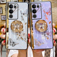 YJD เคสสำหรับ Vivo V29โปรเพชรแหวนผีเสื้อเคสโทรศัพท์กันกระแทก