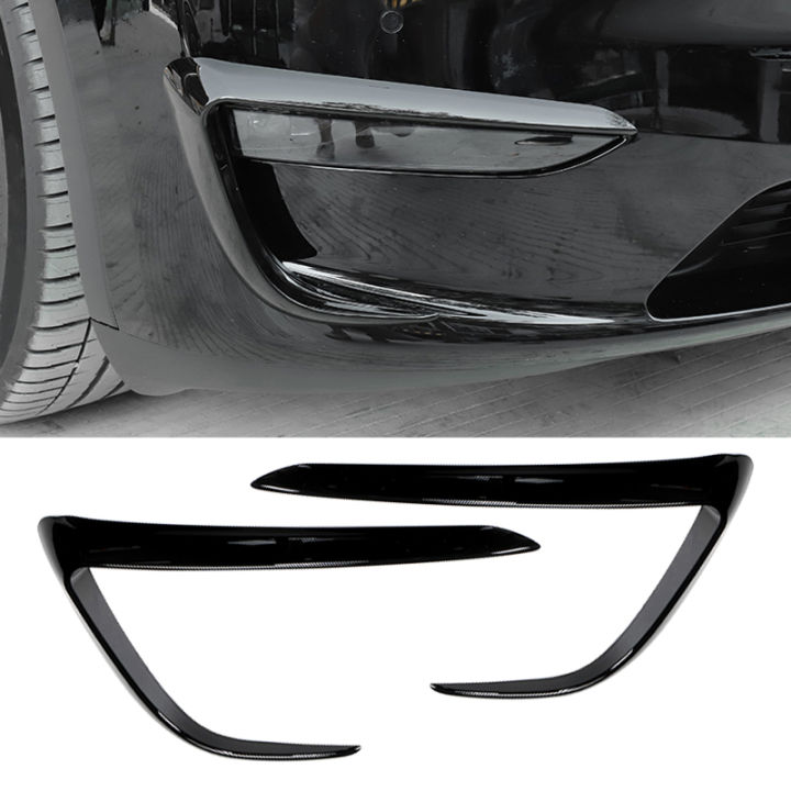 1-pair-car-glossy-black-front-bumper-fog-light-cover-eyebrow-spoiler-trim-strip-frame-fit-for-tesla-model-3-2021-2020-2019-2017