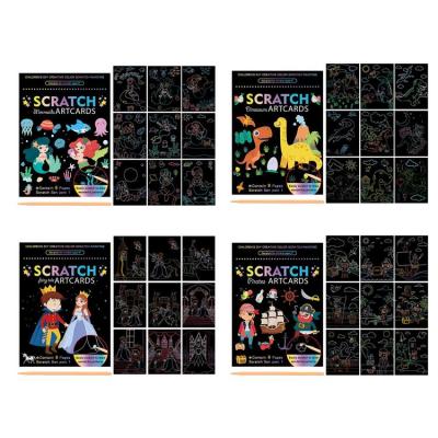 Scratch Paper Art Set Rainbow Scratch-Off Craft Kit Black Scratch Paper Set 9 Sheets Of Double-Sided Scratch Odorless Rainbow Paper For DIY Crafts sturdy