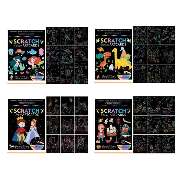 scratch-paper-art-set-rainbow-scratch-off-craft-kit-black-scratch-paper-set-9-sheets-of-double-sided-scratch-odorless-rainbow-paper-for-diy-crafts-sturdy