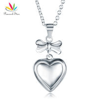 Peacock Star Kids Girl Ribbon Heart Pendant Necklace Solid 925 Sterling Silver Children Jewelry CFN8064