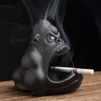 【cw】Ceramic Cartoon Animal Ashtray Orangutan Anti-Ash Car Large Capacity Ashtray Living Room Office Decoration Gifthot