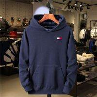 ☂Tommy Hilfiger Qiu Dong กับแขนยาวกำมะหยี่ Hoodies Hoodies Hooded Fleece Tommy Hooded ชายในฤดูใบไม้ร่วงและฤดูหนาวของผู้ชาย