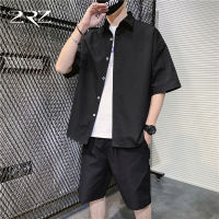 2Rz Mens Clothing Mens Ice Silk Suit Summer Boys Wear Lightly Mature Sets Of Clothes Matching Ruan Handsome Shirt