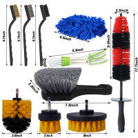 19Pcs Detailing Brush Drill Brushes Tool For Car Tire Rim Cleaning Detail Brush Set For Auto Interior Exterior Cleaning Car Wash