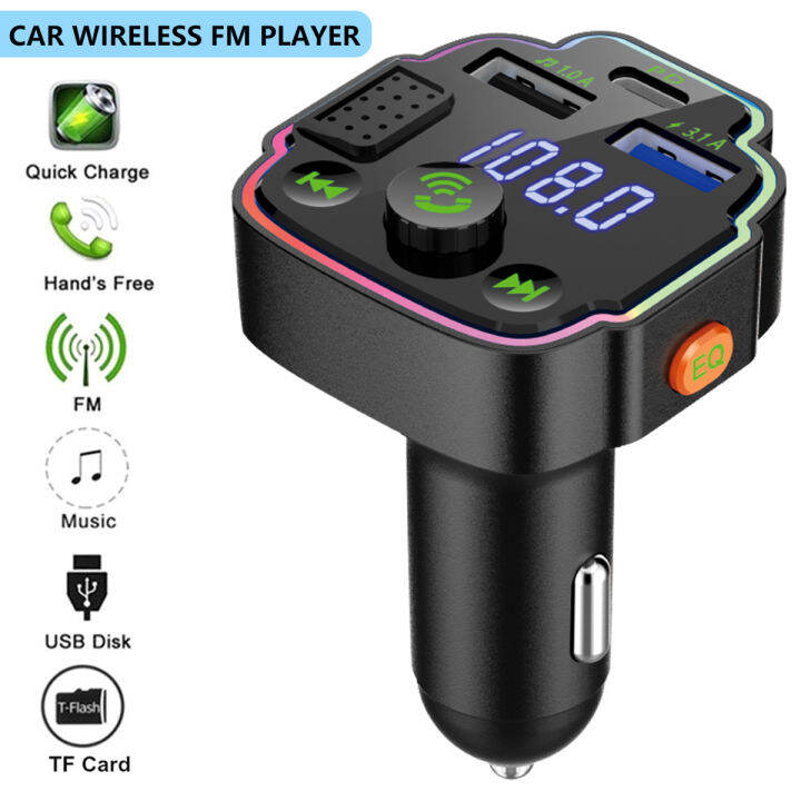 Bluetooth 5.0 FM Transmitter Car Radio Adapter w/Dual USB & PD Ports