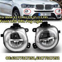 คู่กันชนหน้าไฟตัดหมอก LED โคมไฟ Foglight Assembly สำหรับ BMW F25 X4 F26 X5 X3หมอกโคมไฟ DRL ขับรถโคมไฟ63177317251