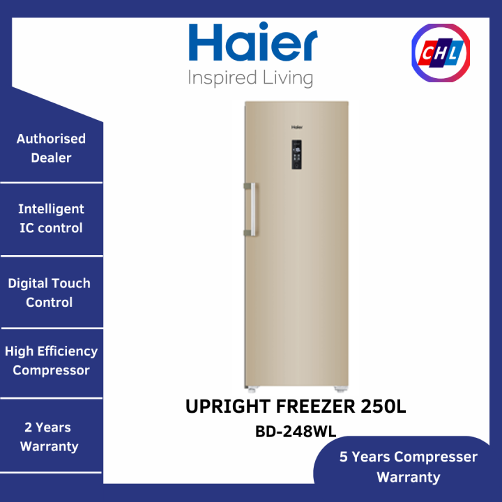 HAIER UPRIGHT FREEZER 250L BD248WLHAIER WARRANTY MALAYSIA Lazada