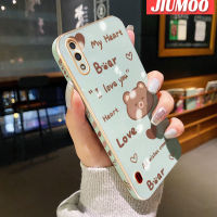 JIUMOO เคสปลอกสำหรับ Samsung กาแล็คซี่ A01ลายหมีกรอบสี่เหลี่ยมใหม่เคสชุบผิวกรอบซิลิก้าเจลนิ่มกันกระแทกเคสมือถือรวมทุกเลนส์กล้องถ่ายรูปฝาครอบป้องกัน