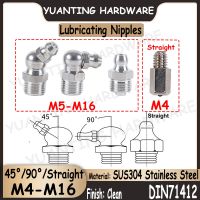 1Piece-10Pcs 45° 90° Straight SUS304 Stainless Steel Lubricating Nipples Cone Type Hydraulic Grease Nipple Fittings DIN71412