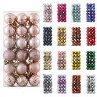 36pcs/box 4CM Glitter Christmas Balls Xmas Tree Hanging Pandent Balls Rose Gold Silver Green Red Blue New Year Christmas Decor