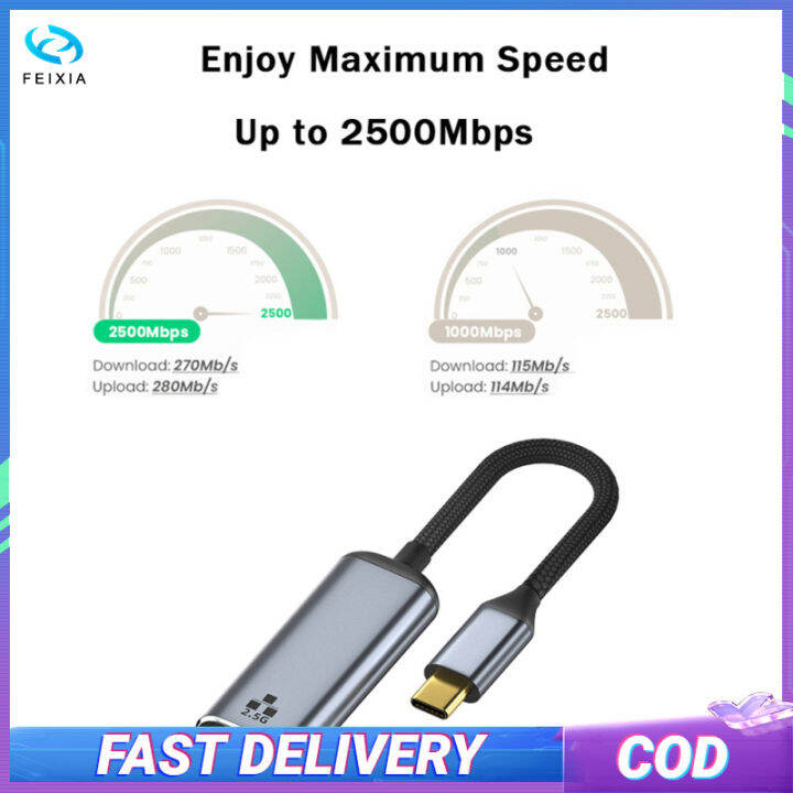 usb-c-ถึง2-5gbps-ตัวแปลงสายเคเบิลเครือข่ายอะแดปเตอร์อีเทอร์เน็ตเป็นอะแดปเตอร์ประเภท-c-ที่เข้ากันได้กับ-xps-galaxy-s20แล็ปท็อป-pc-โทรศัพท์