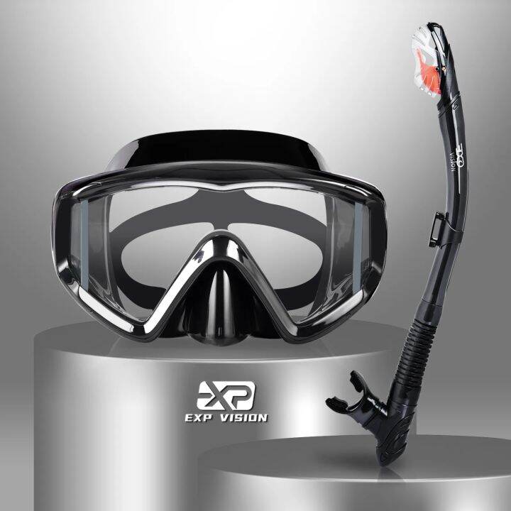 Dry Snorkel Set, Pano 3 Window Snorkel , AntiFog Scuba Diving Goggle