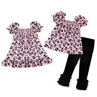 【YF】 Girlymax Summer Baby Girls Sibling Boutique Children Clothes Pink Leopard Milk Silk Smocked Dress Capris set