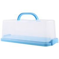 Portable Bread Box with Handle Loaf Cake Container Plastic Rectangular Food Storage Keeper Carrier 13Inch Translucent Dome for Pastries, Bagels, Bread Rolls, Buns