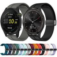 สายรัดหัวเข็มขัดแม่เหล็กระดับไฮเอนด์หรูหราสำหรับ Garmin Forerunner 965 955 255 55 245 645สายซิลิโคน Vivoactive 4 Venu 3 2 Plus Sq สร้อยข้อมือสายนาฬิกาข้อมือ