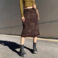 【CC】☄◇  Grunge Aesthetics Mesh Skirts Streetwear Low Waist Printing Skirt Elfcore Outfits