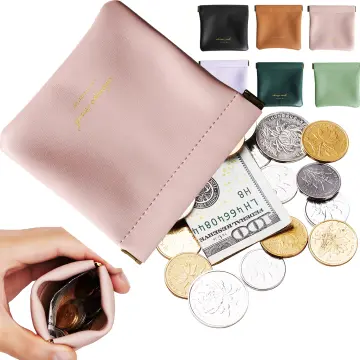 Leather Squeeze Coin Purse Pouch Change Holder For Men & Woman