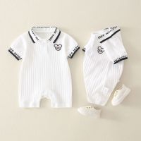 Infant Baby Boys Cartoon Print Bodysuit Romper Short Sleeve Summer Korean POLO Shirt Jumpsuit Soft Toddler Onesie