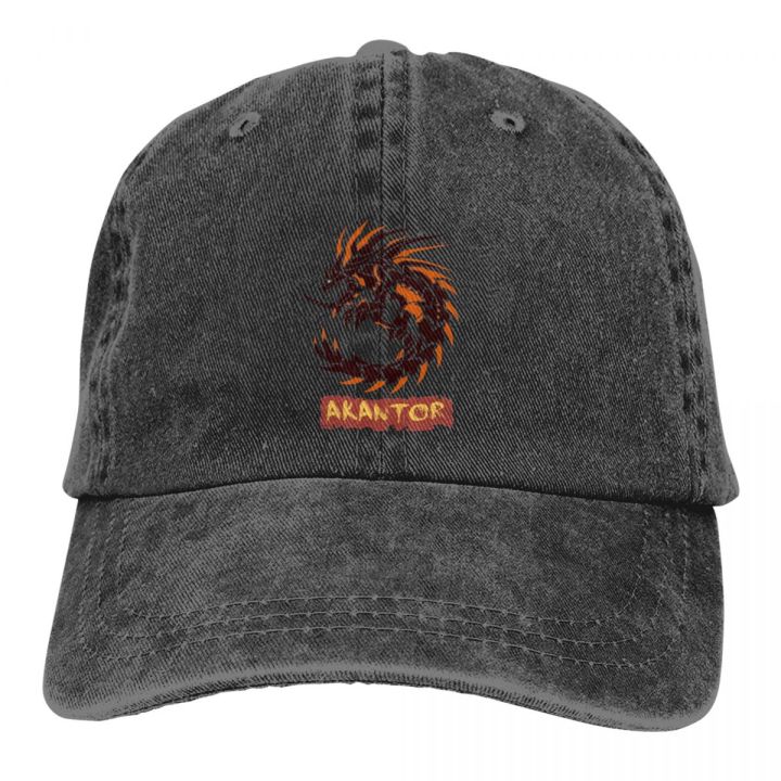 washed-mens-baseball-cap-the-circular-tyrant-of-fire-trucker-snapback-caps-dad-hat-monster-hunter-felyne-palico-game-golf-hats