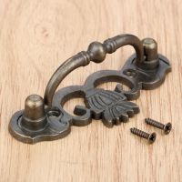 DRELD 1Pcs Vintage Bronze Wooden Gift Box Furniture Handle Knobs Cabinet Knobs and Handles Chinese Furniture Hardware 80x30mm