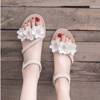 ☆☆☆35-43 Plus Size Womens Shoes Fairy Flat-bottomed Gentle Flower Sandals 41 Fashion Toe Sandals Womens Summer 42【大码女鞋仙女平底温柔花朵凉鞋41时尚套脚漏趾沙滩鞋女夏】