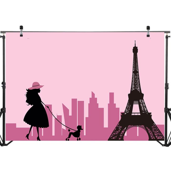 worth-buy-หอไอเฟล-neoback-ที่กำหนดเองฉากหลังงานเลี้ยงวันเกิดการสร้างเมืองสีชมพูรูปถ่ายสุนัขปารีส