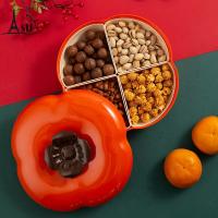 Persimmon Ruyi Persimmon Fruit Plate Dried Fruit Box Chinese New Year Packed Snacks Fruit Plate With Cover Home Living Room Plastic Nut Plate