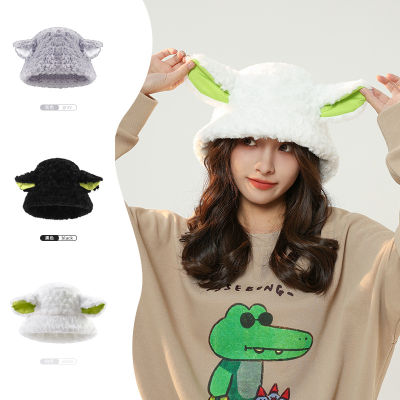 [hot]Korean Cute Sweet Sheep Baa Baa Ear Hat Plush Warm Little Sheep Fisherman Hat Womens Winter Basin Hat