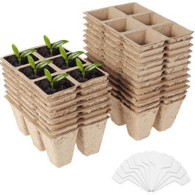 20Pcs Seedling Starter Trays Biodegradable Eco Friendly Paper Pulp Propagation Nursery Cup Breathable Plant Seedling Pots with