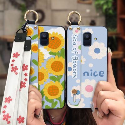 Waterproof Durable Phone Case For Samsung Galaxy A6/A6 2018 Phone Holder cartoon Soft Wrist Strap Dirt-resistant ring