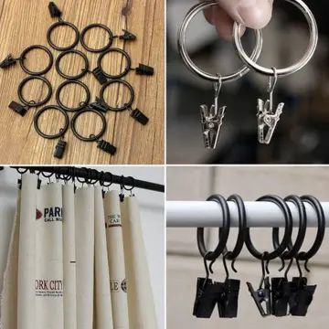 40pcs Curtain Rings with Clips, Metal Drapery Rings Curtain Clips  Decorative Drapery Eyelet Curtain Rods Hangers Rings, 38mm Interior  Diameter 