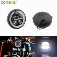 ZORBYZ รถจักรยานยนต์7.5 "LED Hilo แบนไฟหน้า DRL โคมไฟและยึดไฟหน้าสำหรับ H Arley ลอยแข่ง Cafe ที่กำหนดเอง