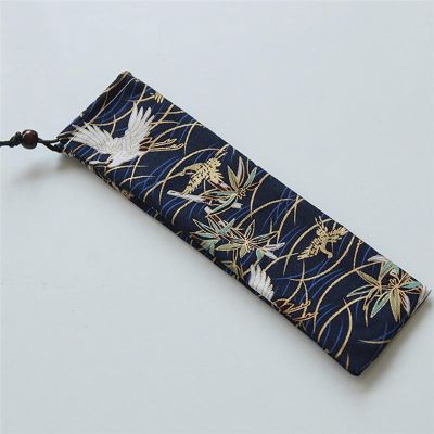 1PC Japan Style Cutlery Bag Reusable Travel Drawstring Pouch for Kitchen Tableware Bamboo Chopsticks Fork Spoon Cleaning Brush