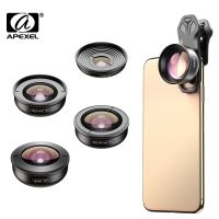 APEXEL Universal Mobile Phone Lens Kit 5 in 1 HD 170° Super Wide Angle 10x Macro 198° Fisheye Telephoto Lenses For Smartphones