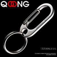 QOONG 2020 High Quality Stainless Steel Key Chain Metal Key Ring Men 39;s Fashion Keychain Belt Buckles Chaveiro Car Key Holder Y15