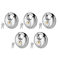 5-Pack Stainless Steel 304 Round Lock Disc Lock Padlock Mini Keyed Padlock Waterproof and Rustproof Storage Lock Perfect for Storage Unit Gate,Outdoor,Shed,Fence