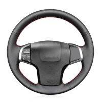 Black Artificial Leather Hand Sewing Car Steering Wheel Cover for Isuzu D-MAX 2013-2018 mu-X 2013-2018 Holden Colorado 2012-2019 Steering Wheels Acces