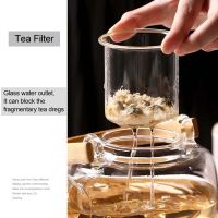 YMEEI 1000ML Glass Teapot Heat-resistant Transparent Glass Pot Bamboo Handle Glass Teapot Water Milk Coffee Bottle Pot