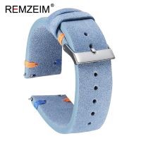 Remzeim vintage camurça pulseira de couro genuíno alta qualidade pulseiras de relógio 20mm 22mm para as mulheres relógio masculino acessórios