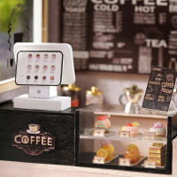 ร้านกาแฟสบายๆ diy กระท่อม ประกอบโมเดลไม้จิ๋ว 3d ปริศนาสามมิติเด็กผู้ชายของขวัญวันสร้างสรรค์ไมโคร ~