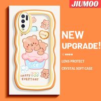 JIUMOO เคส Y50สำหรับ VIVO Y30 Y30i น่ารักลายหมีมาคารอนโคโลว์คลื่น TPU ใสนุ่มเคสมือถือกันกระแทกป้องกันการตกหล่นฝาครอบป้องกันซิลิกาเจลที่สร้างสรรค์