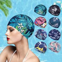 New Elastic Nylon Turban Swimming Cap Men Women Flowers Printed Long Hair Cap Sports Swim Pool Bathing Hat Sports Accessory Swim Caps