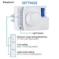 Easyturn Microwave Sensor Switch 5.8ghz HF 220V LED 360 Degree Radar Motion Body TH