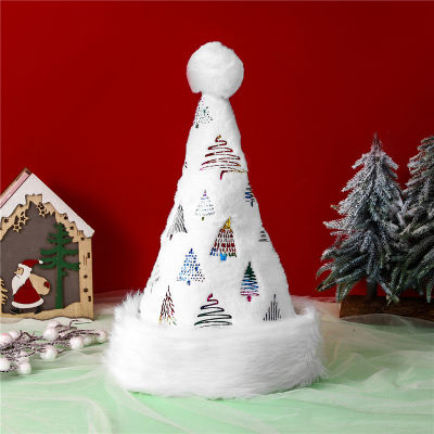 HotWhite Soft Plush Christmas Hat Party Snowflake Santa Hats White Xmas Decoration Hat ตกแต่งปีใหม่ Holiday Party Supplies