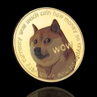 【CC】❧☇✎  REPLICA Dogecoin Commemorative Coins Wow Dog Pattern Souvenir Decoration Crafts Desktop Ornaments