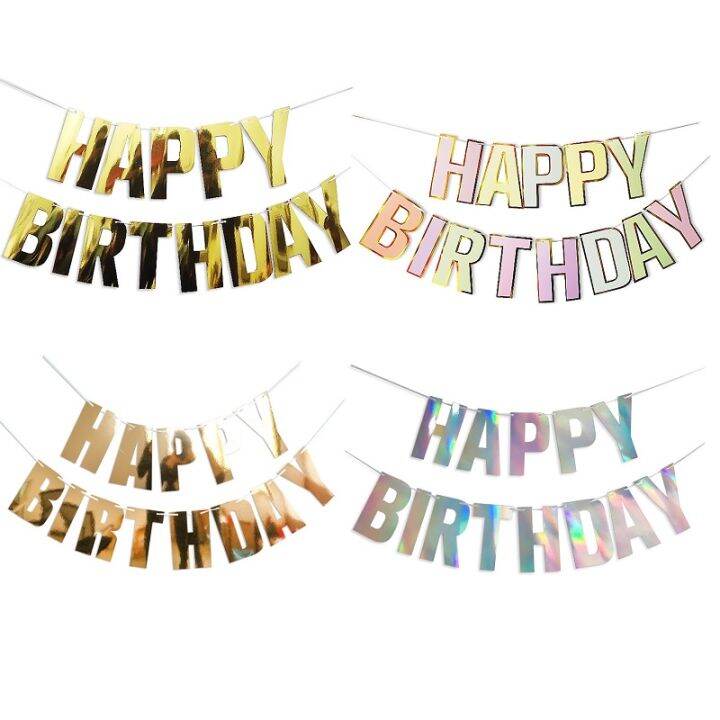 Happy Birthday Banner Metallic Luster Big Letter Birthday Banner Baby 